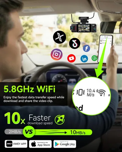 Vista 13 de IIWEY N6 PRO 4K STARVIS 2 4 canales Dash Cam 360° View, tarjeta gratuita