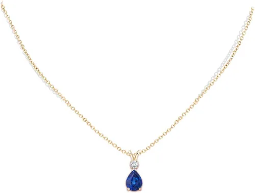 Vista 183 de Angara Colgante de lágrima de zafiro azul natural con diamante en plata/oro macizo de 14 quilates/platino Cumpleaños, compromiso, aniversario