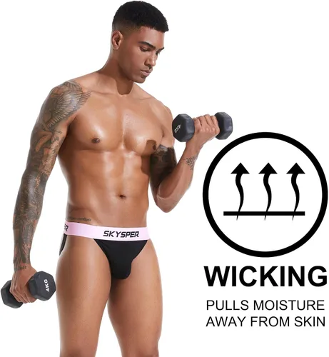 Vista 25 de SKYSPER Jock Strap Athletic Supporter para hombres Sexy Jockstrap Ropa interior masculina