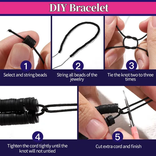 Vista 6 de FANDAMEI Cuerda elástica de 0.039 in para cuentas, cordón elástico para hacer pulseras, cordón elástico para hacer joyas, hilo resistente