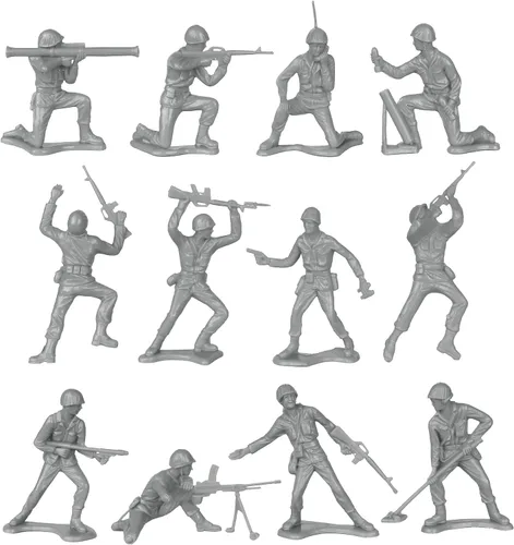 Vista 3 de TimMee Hombres de Ejército de Plástico - 48 figuras de soldados de juguete, gris - Fabricado en EE. UU