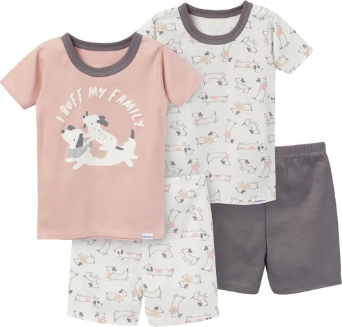 Vista 14 de Conjunto de pijama de 4 piezas con diseño de dinosaurio ajustado para niños Bailarinas