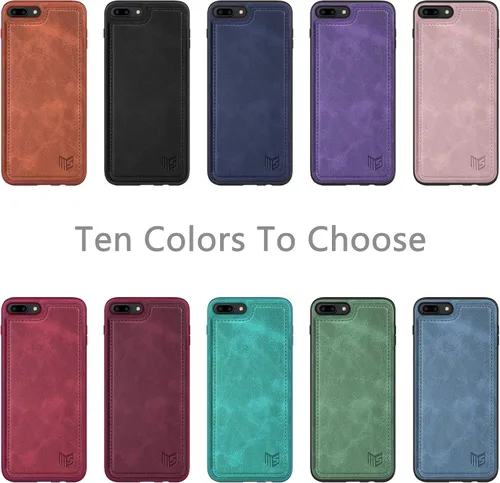 Vista 2 de SUANPOT Funda tipo cartera con bloqueo RFID para iPhone 7 Plus/8 Plus con tarjetero y tarjetero de crédito, funda de piel sintética con tapa