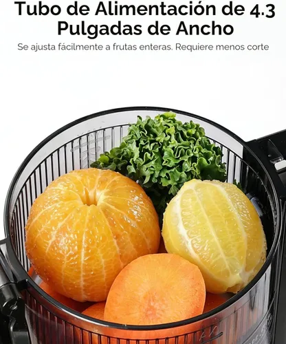 Vista 2 de FORLIM Exprimidor de prensa en frío de alto rendimiento, fácil de limpiar, potentes exprimidores con canal de alimentación grande para verduras