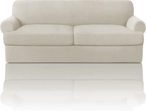 Vista 66 de PrinceDeco Fundas elásticas para sillón de 2 piezas, fundas de sofá para sillas con cojines en forma de T, fundas suaves para muebles con 1 funda
