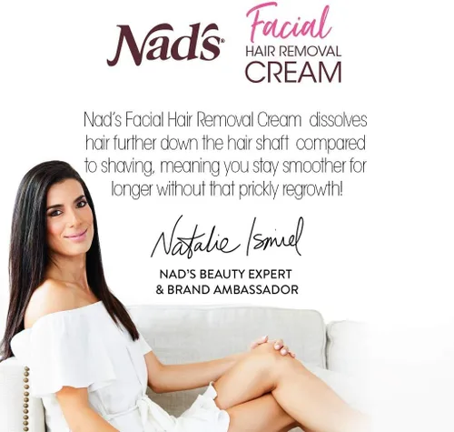 Vista 7 de Nad's Depilación facial suave y calmante para mujeres, crema depilatoria sensible para áreas delicadas de la cara, 0.99 onzas (4446)