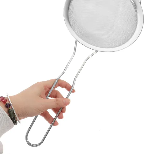 Vista 3 de GLEAVI Colador de leche de soja de malla fina tamiz de cocina para filtro de aceite de sopa, diseño de mano para uso en restaurantes caseros