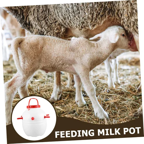 Vista 3 de Happyyami Cubo de leche de cordero cubo de alimentación de leche con olla de alimentación de animales de gran capacidad para botella de granja, cubo