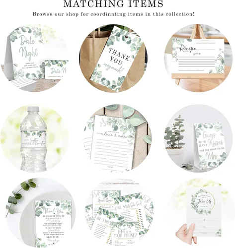 Vista 9 de Your Main Event Prints 50 tarjetas de decoración de eucalipto para boda, perfectas para añadir a centros de mesa y decoraciones de boda