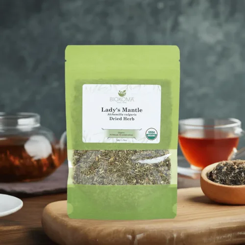 Vista 7 de Biokoma Hierba seca de manto de dama pura y orgánica, 1.76 oz (1.76 onzas) en bolsa resellable a prueba de humedad, certificado orgánico por USDA