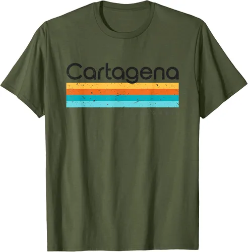 Vista 50 de Camiseta vintage de Cartagena Colombia con diseño retro, Blanco, S