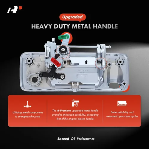 Vista 3 de A-Premium - Manija de portón trasero de metal mejorada - Compatible con Toyota Tacoma 2016-2023, Tundra 2014-2021 - Manija cromada con orificio