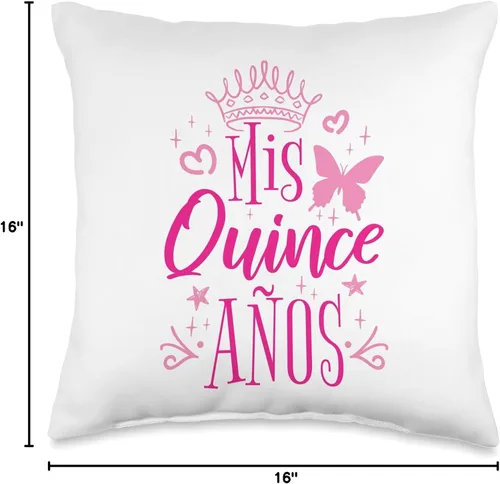Vista 4 de 15 Birthday Quinceanera Gifts Sweet 15 Mexican Birthday Party Quinceanera Mis Quince Años - Almohada de 16 x 16 pulgadas, multicolor