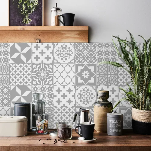 Vista 4 de 24 piezas – Azulejos para salpicaduras en muro para despegar y pegar, calcomanías de pared brillantes, impermeables, a prueba de aceite, calcomanías