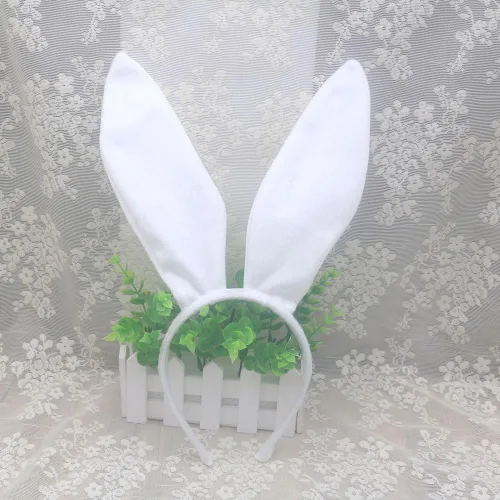 Vista 2 de Wgudzpj Diadema de orejas de conejo para mujer, banda de pelo de oreja de conejo blanco, accesorios para el cabello de orejas de conejo de Pascua