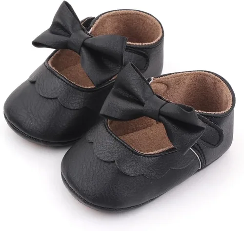 Vista 4 de Infant Baby Girls Mary Jane Shoes Non-Slip Rubber Sole Ballet Slippers Princess Dress Wedding Shoes Newborn Crib Shoes