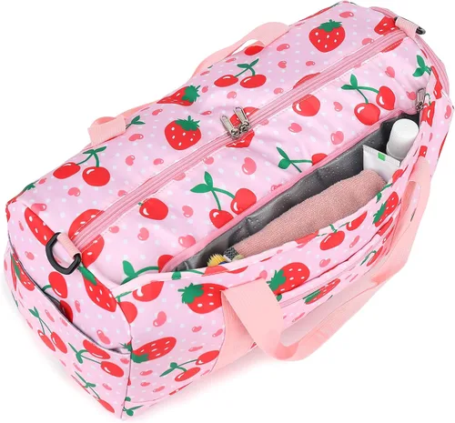 Vista 8 de BTOOP Bolsa de lona para niñas, niños, gimnasio, deportes, mujer, bolsa de viaje para entrenamiento, fin de semana, con compartimento para zapatos