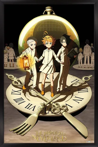 Vista 8 de Trends International The Promised Neverland - Póster de pared de grupo, 14.725 x 22.375 pulgadas, versión enmarcada de madera de granero Versión