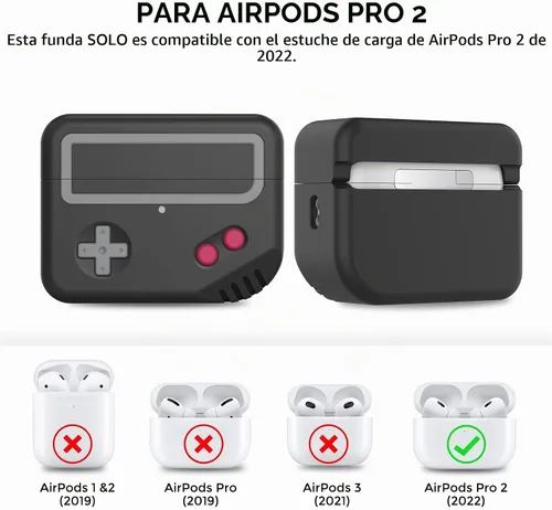 Vista 2 de TRONWIN Funda de silicona para Airpods Pro 2 con diseño de máquina de juego, funda protectora para Airpods Pro 2022