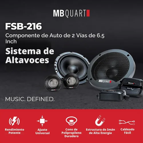 Vista 2 de MB Quart FSB216 Sistema de Altavoces de Componentes Formula (Negro, Par) – Sistema de Altavoces de Componentes de 6.5 Pulgadas, 70 Vatios, Audio