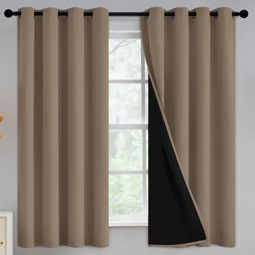 Vista 148 de Yakamok Cortinas negras, cortinas de ventana con aislamiento térmico y eficiencia energética para dormitorio, cortinas opacas completas y cortinas