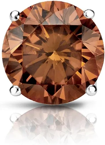 Vista 10 de Oro de 18 K 4-Prong Cesta Diamante redondo de color café Hombres Individual Stud Earring (1/8 – 1 CT, café, SI1-SI2) screw-back