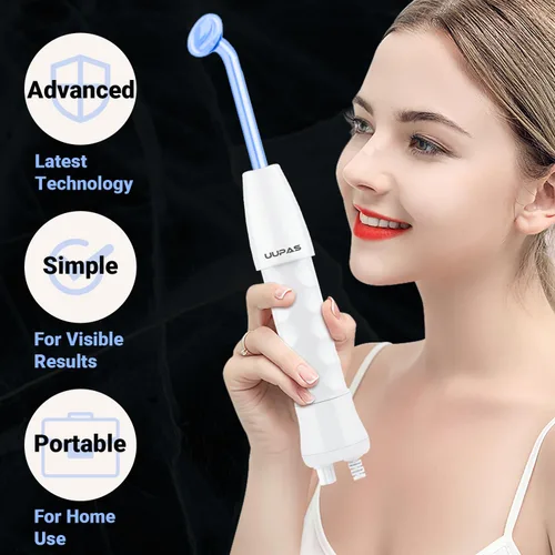 Vista 2 de UUPAS - Varita facial de alta frecuencia, portátil de mano 4 en 1, máquina facial azul de alta frecuencia con 4 tubos azules diferentes para uso