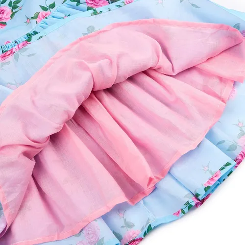 Vista 8 de Bcaur Vestido de otoño de algodón para niñas 2T-12, vestido de Pascua con estampado floral casual