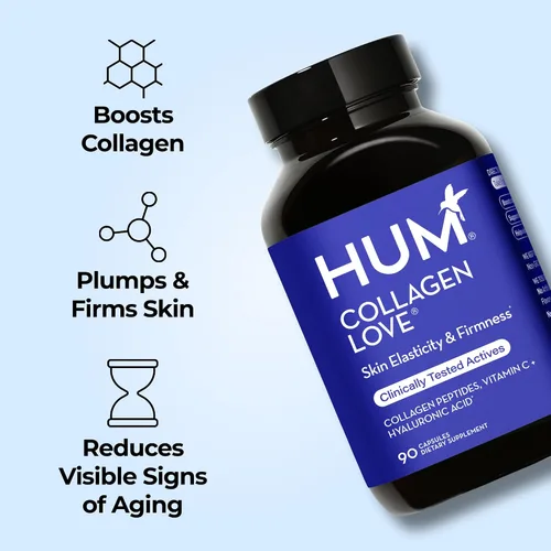 Vista 3 de HUM Suplemento de colágeno Love Skin - Péptidos de colágeno con ácido hialurónico y vitamina C para apoyar la piel firme y ayudar a minimizar