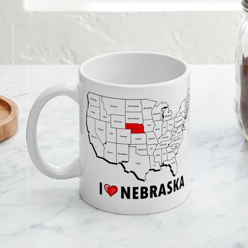 Vista 4 de CafePress I Love Nebraska Taza de café de cerámica de 11 oz (11.0 fl oz)