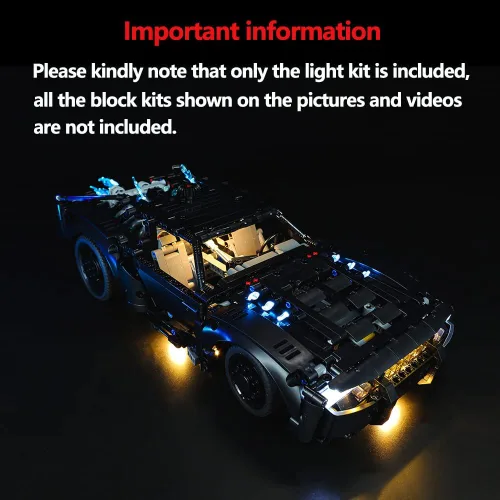 Vista 2 de Kyglaring Juego de luces LED compatibles con Lego Technic The Batman – Batmobile 42127 Kit de construcción – sin juego de Lego (versión clásica)