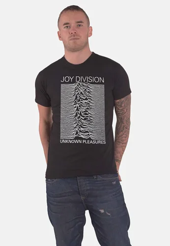 Vista 5 de Joy Division Camiseta Unknown Pleasures Blanco Sobre Negro Logo Oficial Hombres Negro