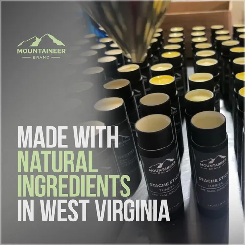 Vista 6 de Mountaineer Brand Stache Stick Aroma de Apalachia Hecho con ingredientes naturales West Virginia Firme y duradero Cera de bigote