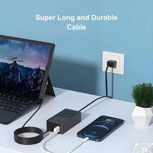 Vista 6 de Cargador de superficie de 65 W para Microsoft Surface Pro 10/9/8/7, Surface Laptop 6/5/4/3, Surface Book, Surface Go, adaptador de corriente