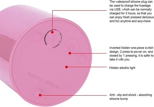 Vista 3 de Vaso exprimidor portátil, capacidad de 16.9 fl oz, diseño ligero Rosa