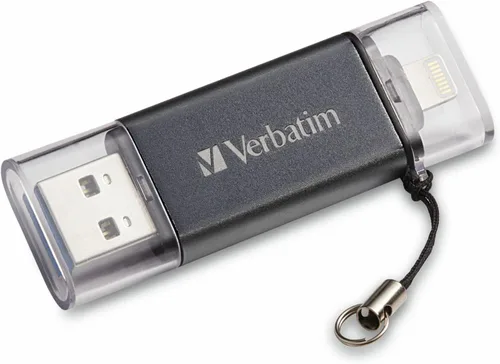 Vista 2 de Verbatim Unidad flash USB 3.0 dual Store 'n' Go de 16 GB para dispositivos Apple Lightning, grafito (49304)