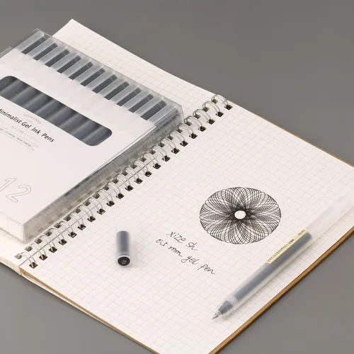 Vista 3 de XIZE SH Bolígrafos de gel minimalistas de estilo japonés de 0.5mm punta fina, paquete de 12, bolígrafos de tinta negra para suministros de papelería