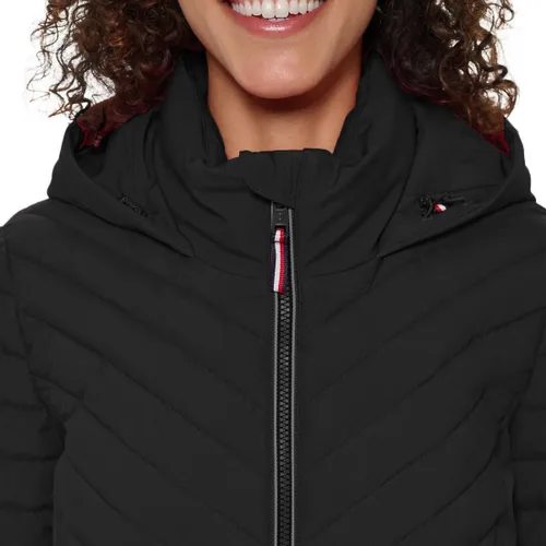 Vista 5 de Tommy Hilfiger Chaqueta elástica ligera con capucha y cordón para mujer