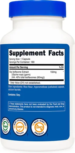 Vista 5 de Nutricost Isoflavonas de soja 150 mg, 180 cápsulas vegetales, sin gluten