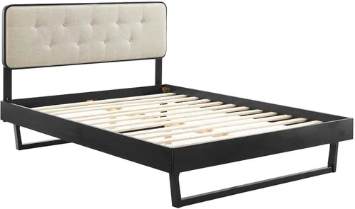Vista 4 de Modway MOD-6643-BLK-BEI Bridgette - Cama de plataforma de madera con marco angular, color negro y beige
