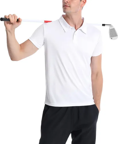 Vista 5 de Orrstarry Paquete de 5 polos para hombre, secado rápido, ropa deportiva de manga corta, polos de golf que absorben la humedad, camisa deportiva