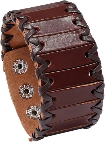 Vista 8 de Pulsera trenzada Punk Rock de cuero ancho