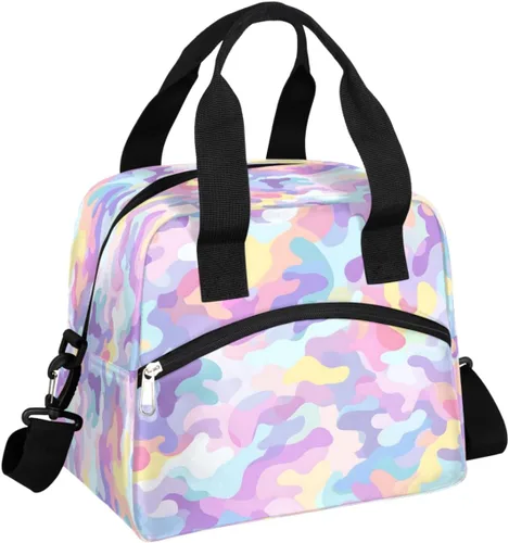 Vista 9 de Pardick Bolsa de almuerzo aislada con diseño de galaxia colorida para mujeres y hombres y adultos, con purpurina, grande, hielera, térmica A01