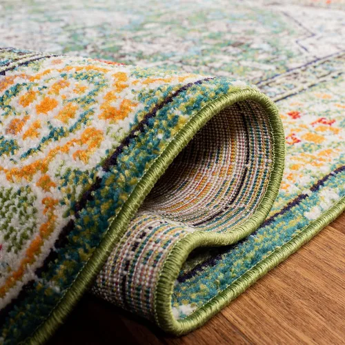 Vista 5 de SAFAVIEH Madison Collection - Alfombra decorativa de 2 pies 2 pulgadas x 4 pies, color verde y turquesa, diseño envejecido, no desprende pelusa