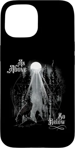 Vista 6 de Funda para iPhone 16 para hombre como arriba tan abajo Wiccan Pagan Tree of Life Crow Cat Case