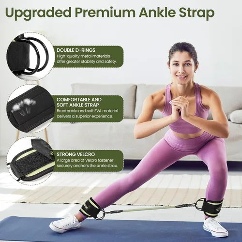 Vista 4 de VITEVER Bandas de Resistencia para Tobillo con Puños para Mujeres, Equipo de Entrenamiento de Piernas, Glúteos y Trasero para Gimnasio en Casa