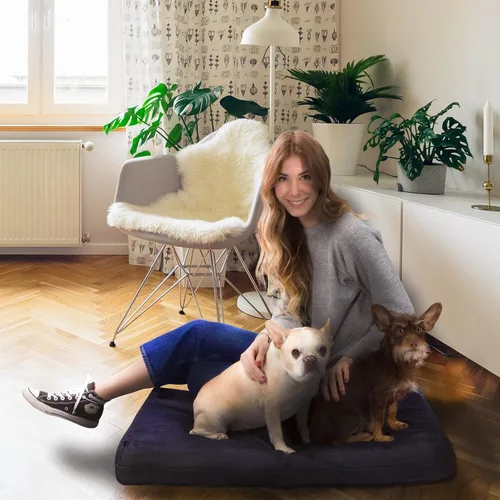 Vista 7 de Cama para perro de espuma ortopédica lavable con memoria de Pet Support Systems, mediana, 34 pulgadas x 22 pulgadas x 4 pulgadas, azul denim