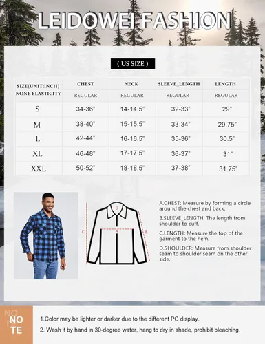 Vista 4 de Leidowei Camisa de forro polar pesado de manga larga suave y cálida para hombre