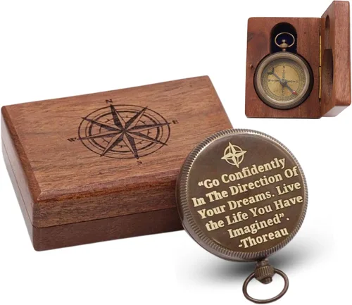 Vista 19 de Compass Gift for Mom/Dad, Vintage Pocket Compass Engraved with Go Confidently Customized Gifts for Women/Men, Baptism 2026 Communion Christian