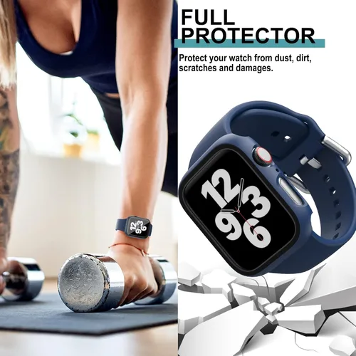 Vista 3 de Paquete de 6 fundas para Apple Watch SE 3 (2025)/SE 2/SE/Series 6/5/4 de 40 mm con protector de pantalla de vidrio templado, funda protectora